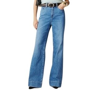 J.Crew 96 Denim Trouser Jeans Womens 36 Medium Wash High Rise Wide Leg CF233 NEW